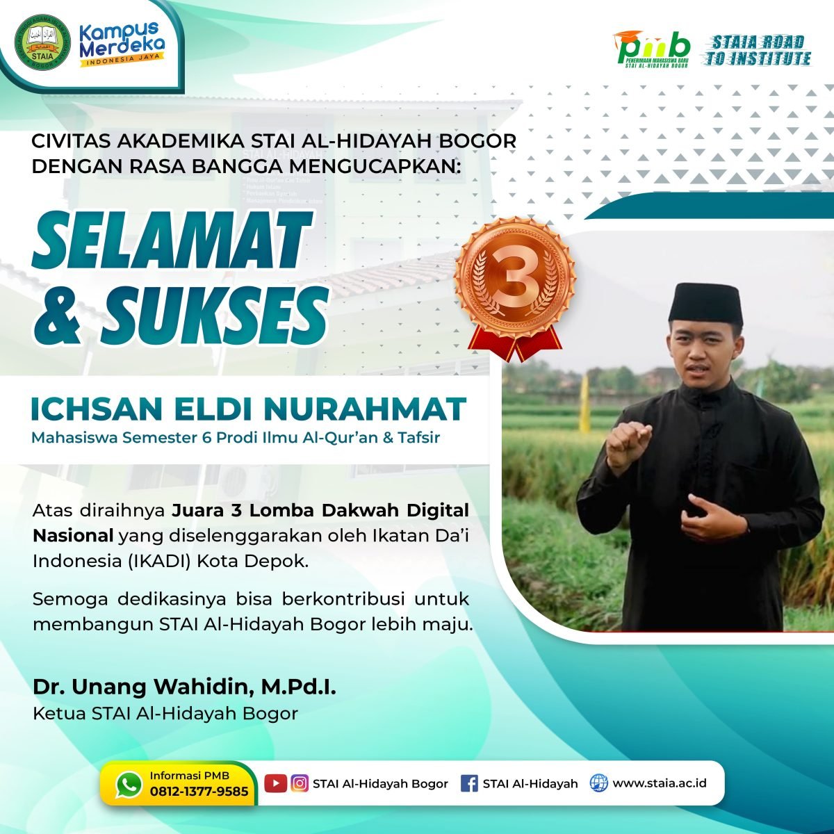 Mahasiswa STAI Al-Hidayah Bogor Raih Juara 3 Lomba Dakwah Digital Nasional